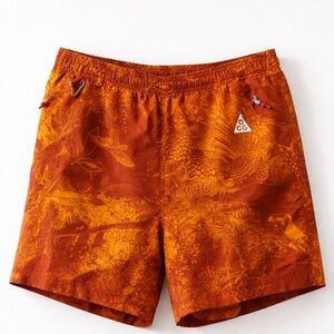 Nike ACG  reservoir goat trail shorts bold print burnt orange Gorpcore M NWT